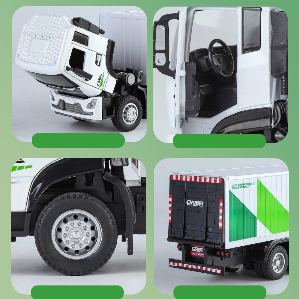 1:32 Container Transport Legering Miniatuur Vrachtwagen Model Diecast Metaal Schaalmodel Auto GeluidLicht Collectie Kinder Speelgoedauto Cadeau