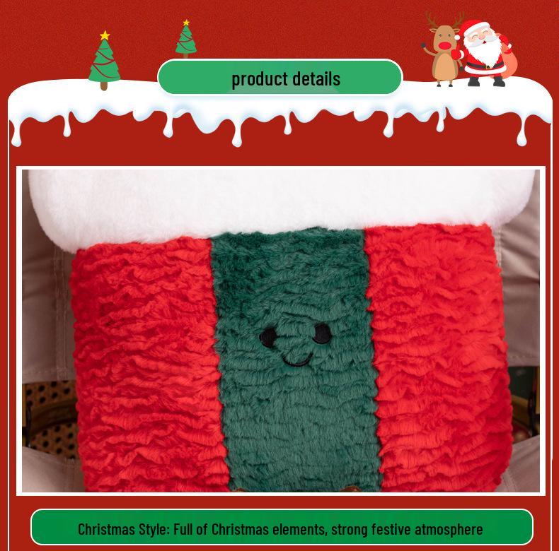 Festive Christmas Tree & Gingerbread Man Plush Cushion, New Year Gift & Wreath