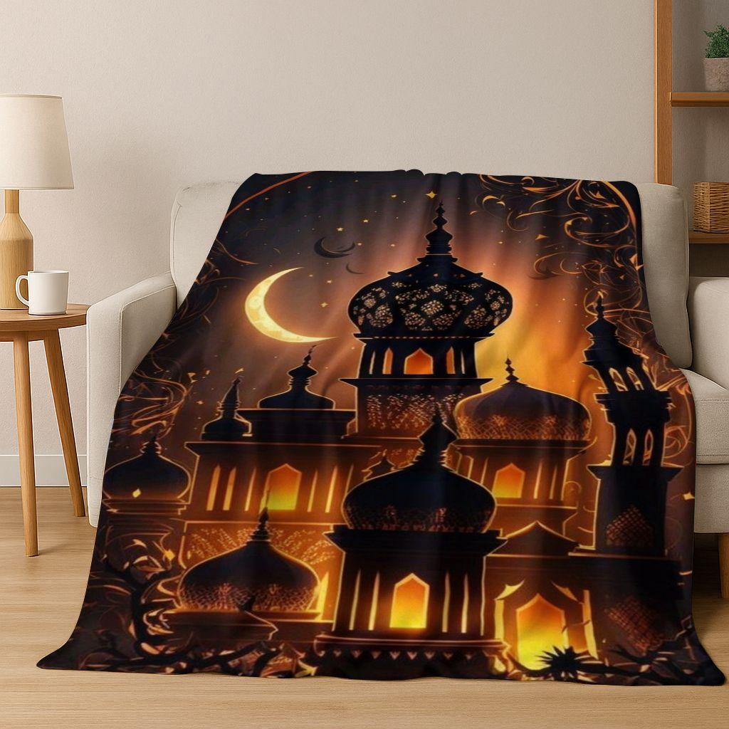 3D Islam Faith Prayer Muslim Calligraphy Flannel Blanket,Cozy Soft Throw Blanket for Home Bedroom Bed Sofa Picnic Cover Gift Kid
