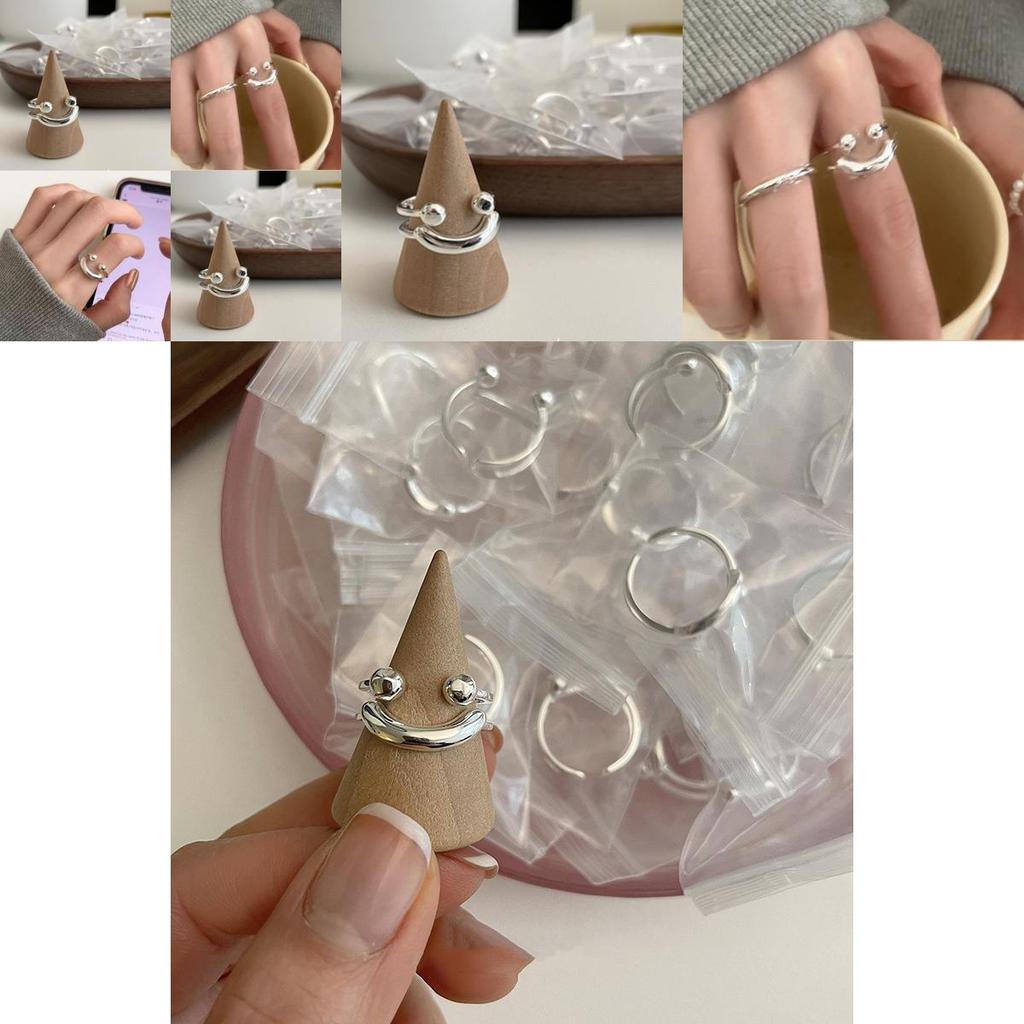 Trendiger Koreanischer Stil Smiley Gesicht Ring Für Frauen Verstellbarer Modischer Kupfer Accessoire