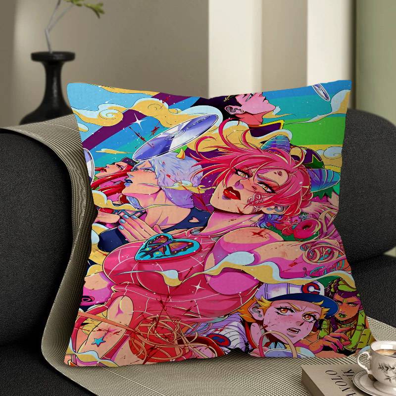 

Anime JoJo Bizarre Adventure Retro pillow cover sofa cushion cover home room decoration children gift 12x12Inch