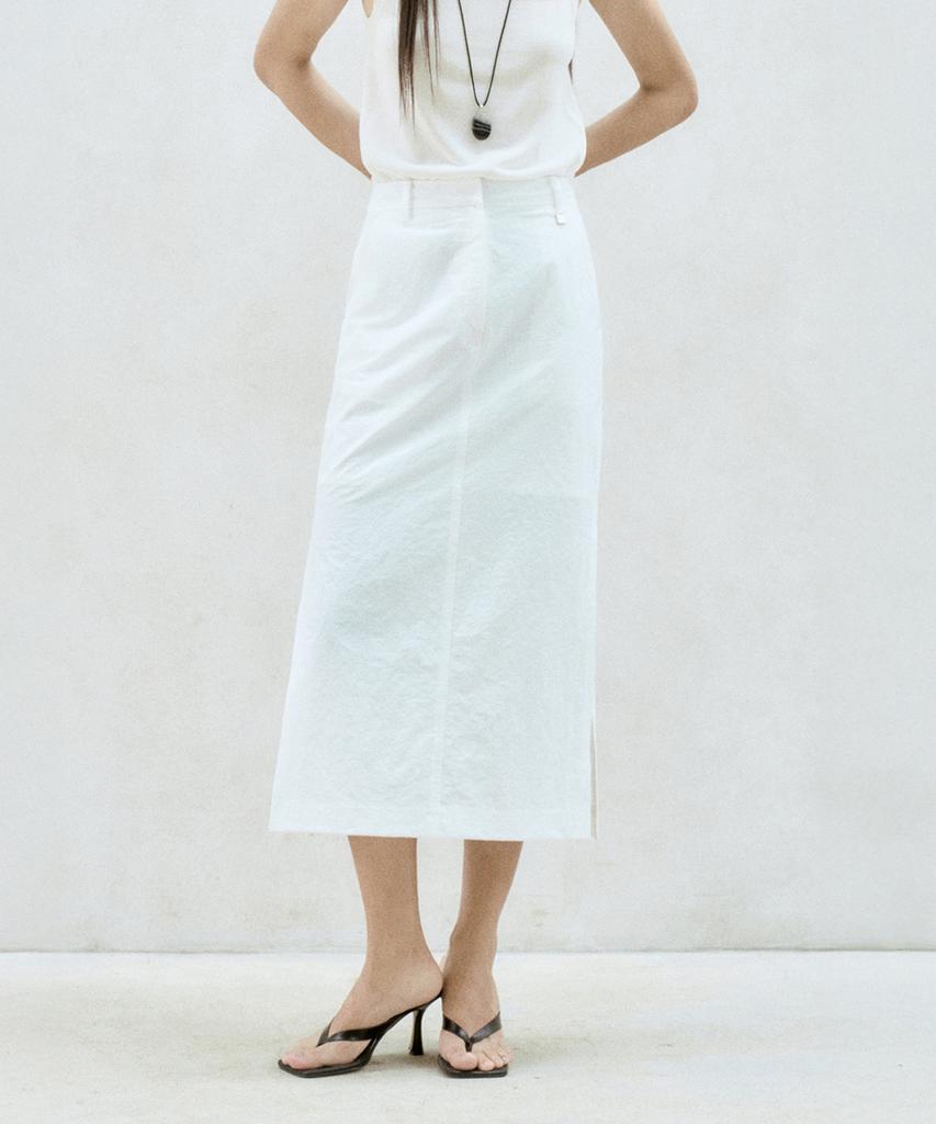 RE RHEE Side Slit Nylon Midi Skirt
