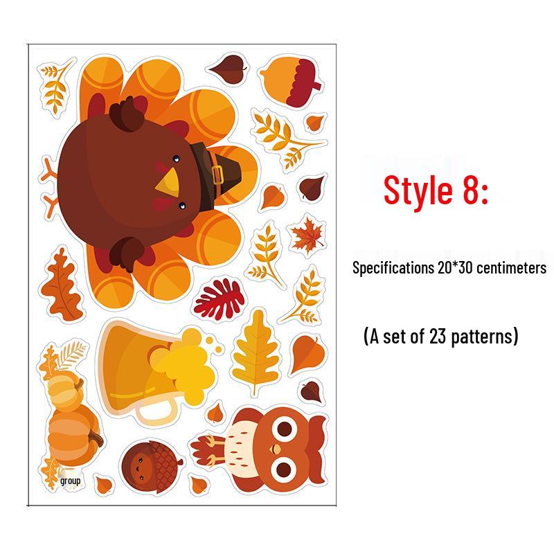 Thanksgiving Turkey & Autumn Maple Leaf Wall Stickers