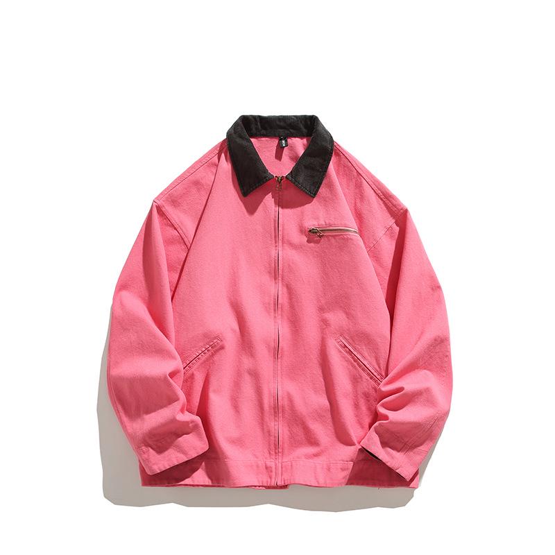 2024 Autumn Men's Casual Japanese Style Color Block Multi-Pocket Workwear Jacket