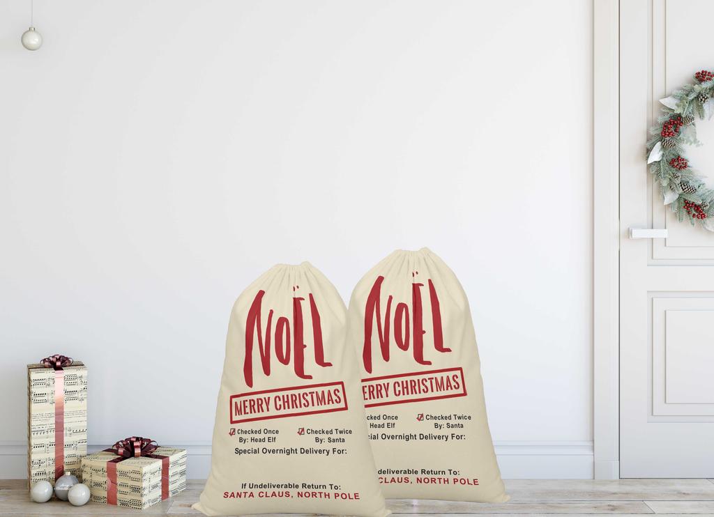 Printtoo Pack Of 2 Drawstring Special Delivery Extra Large Size Christmas Sack Re-Usable Xmas Present Storage 27x20 Inch