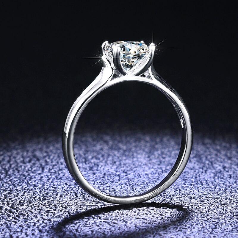 Classic Four -Claws 1 Carat Real Moissanite Diamond Ring Wedding Jewelry For Women Never Fade Original Pt950 Platinum Ring