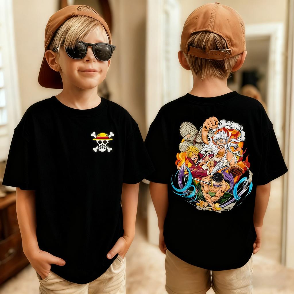 One Piece Japanese Anime Printed Men's T-Shirt Roronoa Zoro Boy Children's Harajuku Short Sleeve Kids Luffy T-shirt Clothing