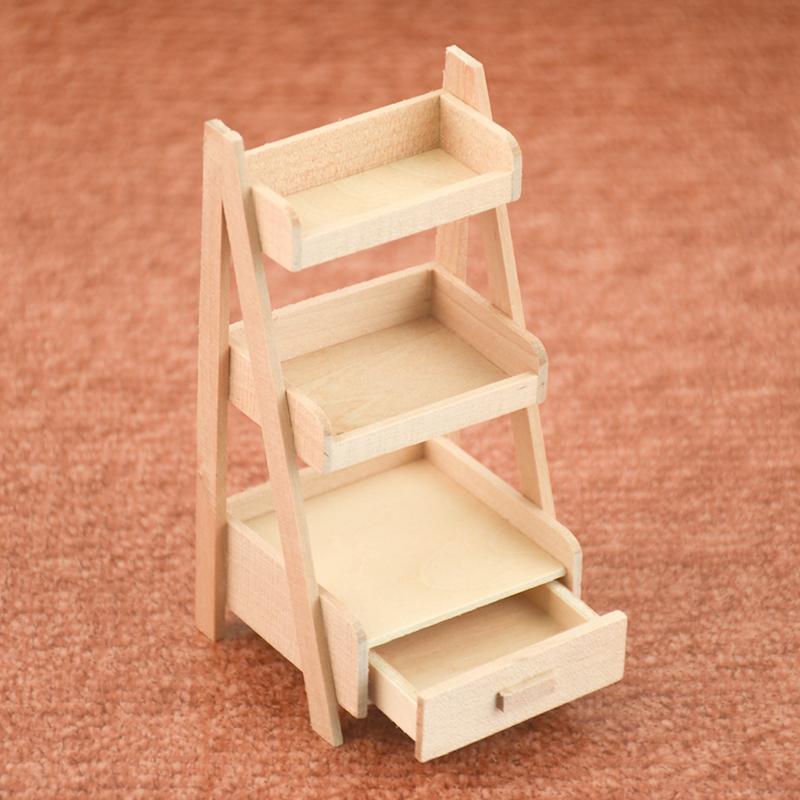 1:12 Scale Dollhouse Wood Shelf Flower Stand Doll House Handmade Furniture Model