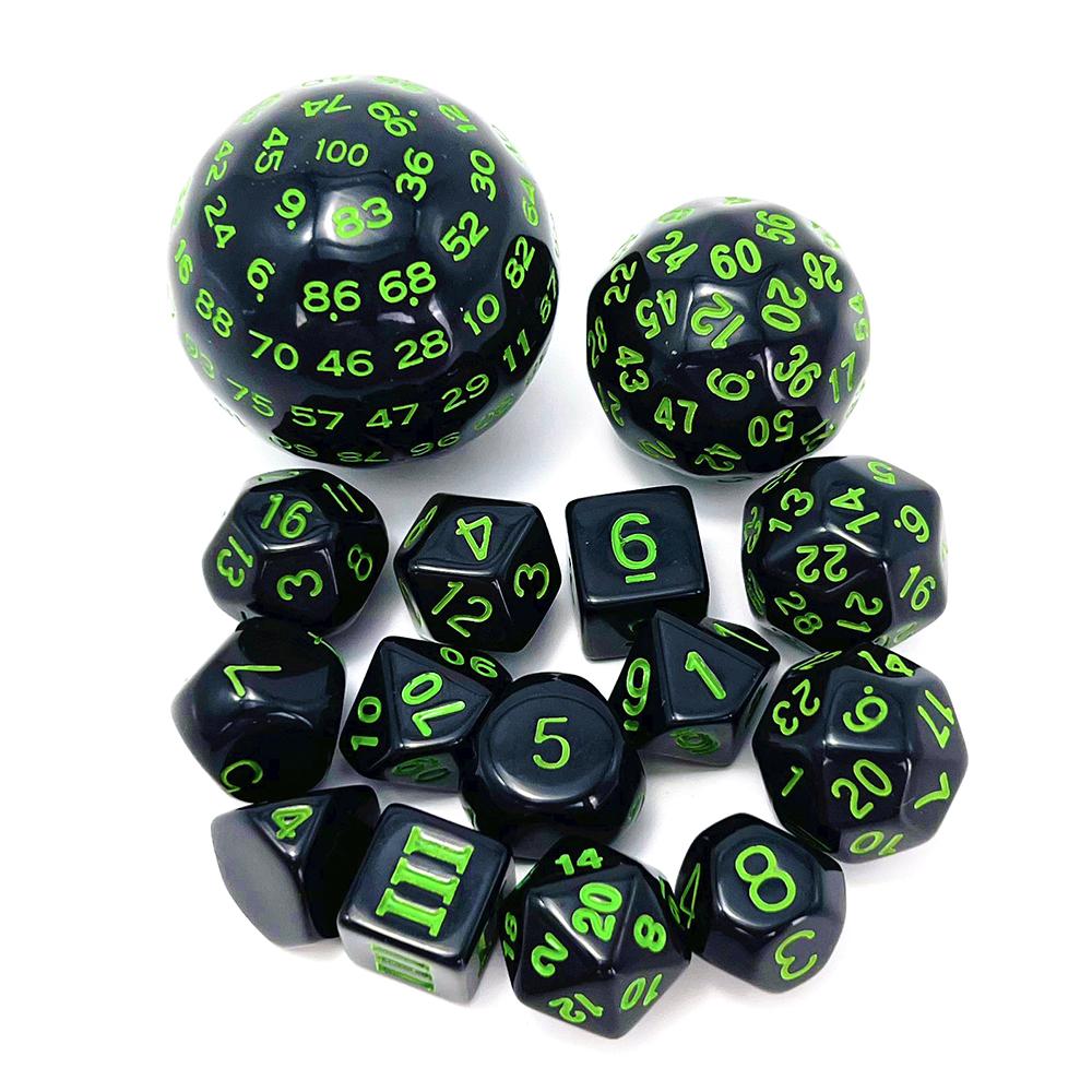 Polyhedral Dice Set, Game Dice Set Acrylic 15Pcs D4-D100 with Bag for DND Role Playing Game