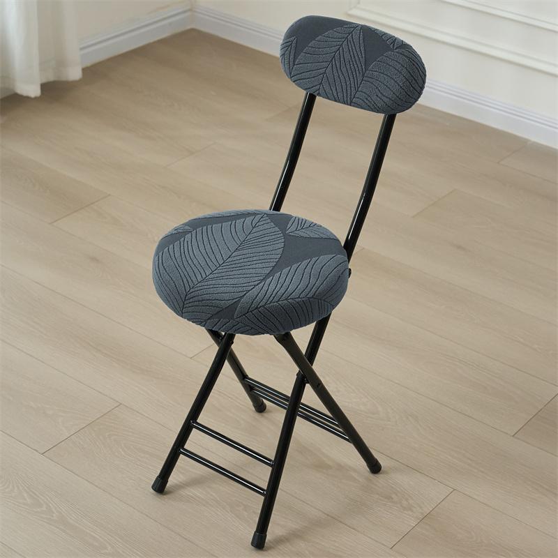 Solid Color Folding Stool Cover Stretch Round Chair Slipcover Household Backrest Chair Covers for Dining Room Office