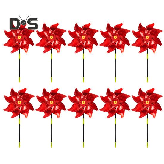 Lot de 10 moulinets anti-oiseaux de jardin de 52,1 cm de haut, réfléchissants, pour l'extérieur, décoration de jardin, dispositif de contrôle des oiseaux pour terrasse, ferme, verger