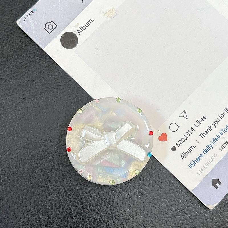 Dopamine Bear Bow Tie Mobile Phone Airbag Holder Wind Paste Adhesive Strawberry Color Rhinestone Ring Portable