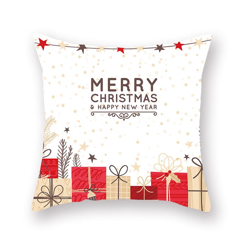 Cartoon Print Christmas Pillow Holiday Decoration Sofa Pillow Case Christmas Cushion