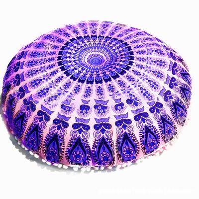 Floor Pillow Cover Round Cotton Cushion Case 80cm Comfortable Decorative Home DecorDark Purple