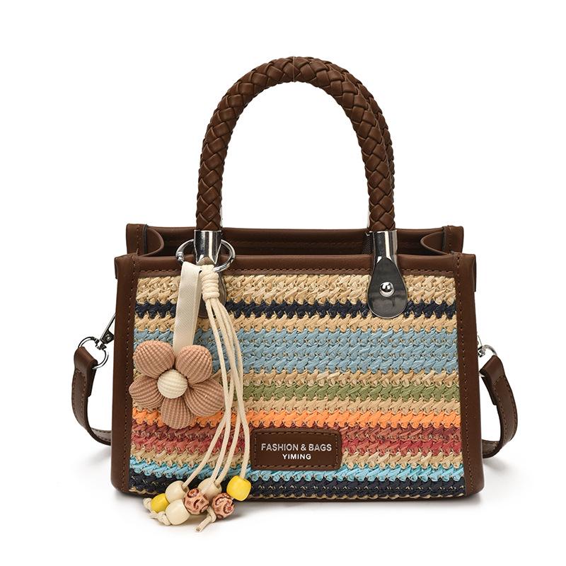 2026 Summer Women's Large Straw Woven Bucket Bag - Vacation Beach Crossbody & Shoulder Bag