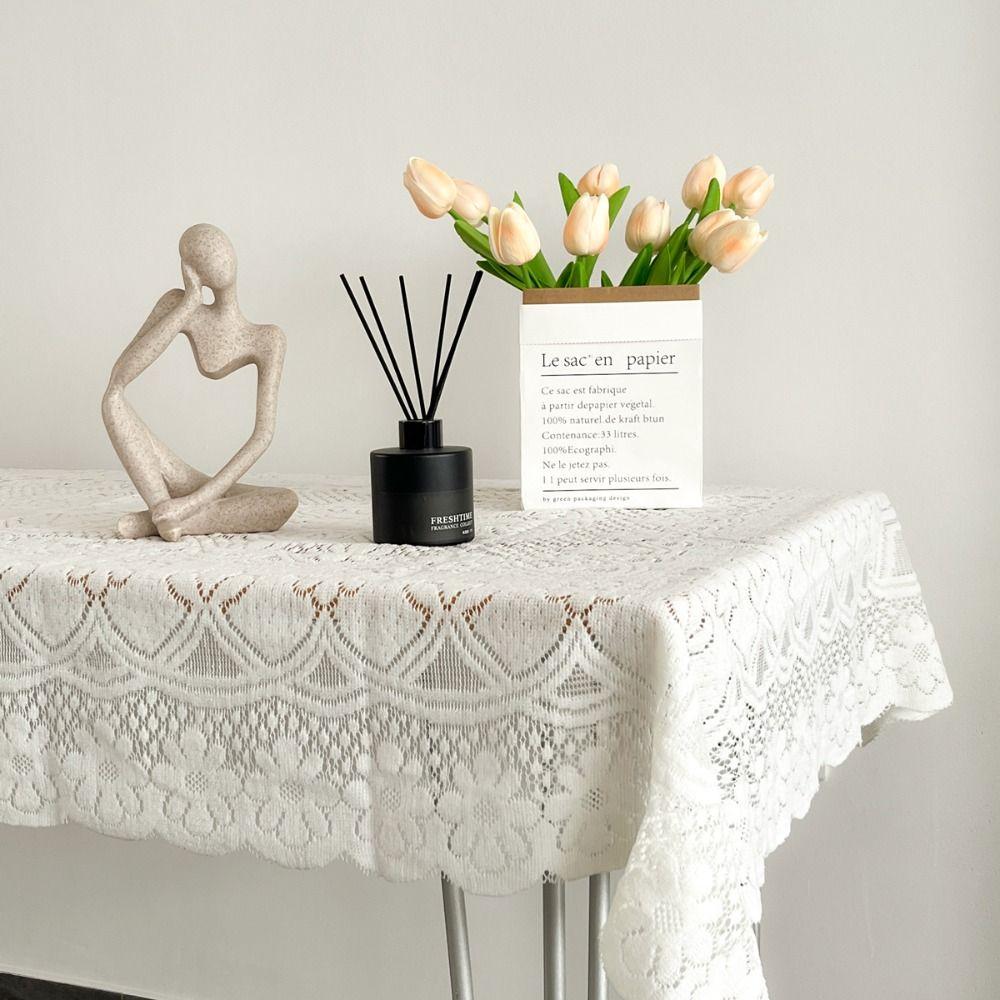 New Lace Embroidered Tablecloth Square Solid Color Dinning Tables Cover Elegant Flower Tea Table Cloth Home Decor