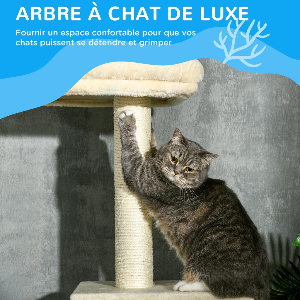 Cat Tree Scratching Post Adjustable Height Dim. 440L x 31D x 240 - 270H cm 4 Activity Levels with Condo
