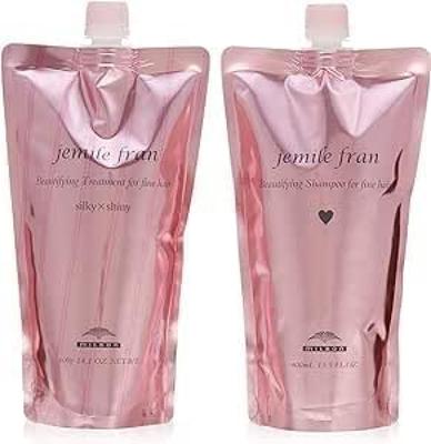 Milbon Jemilefran Shampoo Heart H 400ml Kur Silky Shiny 400g Nachfüllset mit Original Taschentüchern +