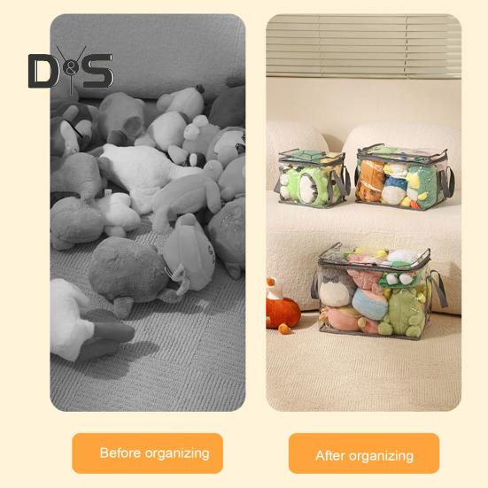 Transparente Aufbewahrungstasche für Spielzeug, große Kapazität, wasserdicht, leicht zu reinigen, Tasche mit Reißverschluss, multifunktionaler, durchsichtiger Aufbewahrungsbehälter