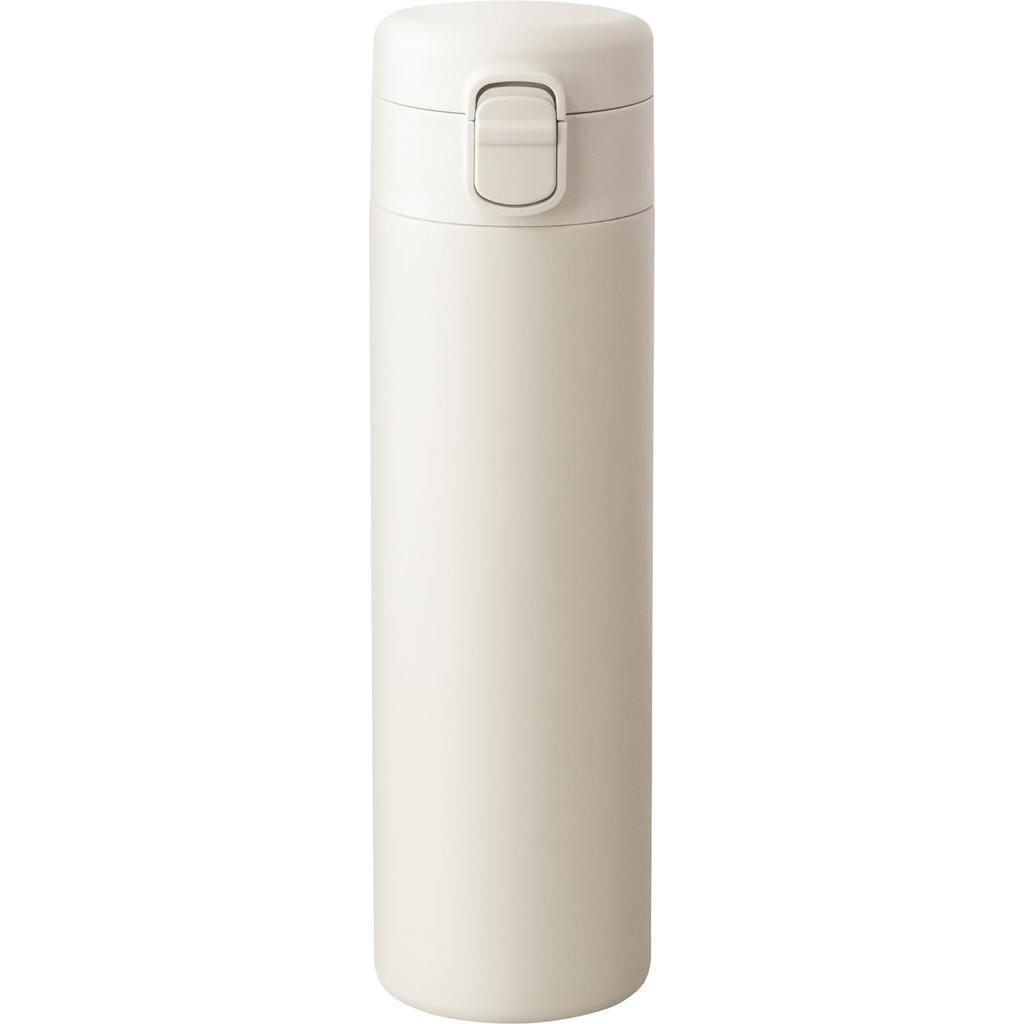 Wahei Freiz Dishwasher-Safe Seamless Water BottleMug, 500ml, Ivory, One-Touch Stopper, Vacuum Insulated, Keeps Drinks Hot or Cold (RH-1698)
