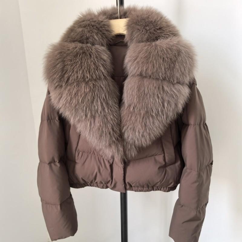 Womens Short Down Coat With Real Fox Fur Collar Lightweight Warm Winter Jacket Urban Commute Casual Wear