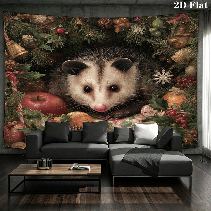 Weihnachtstiere Wandteppich, ästhetische bedruckte Stoffdecke, geeignet für Schlafzimmer, Wohnzimmer und Heimdekoration.