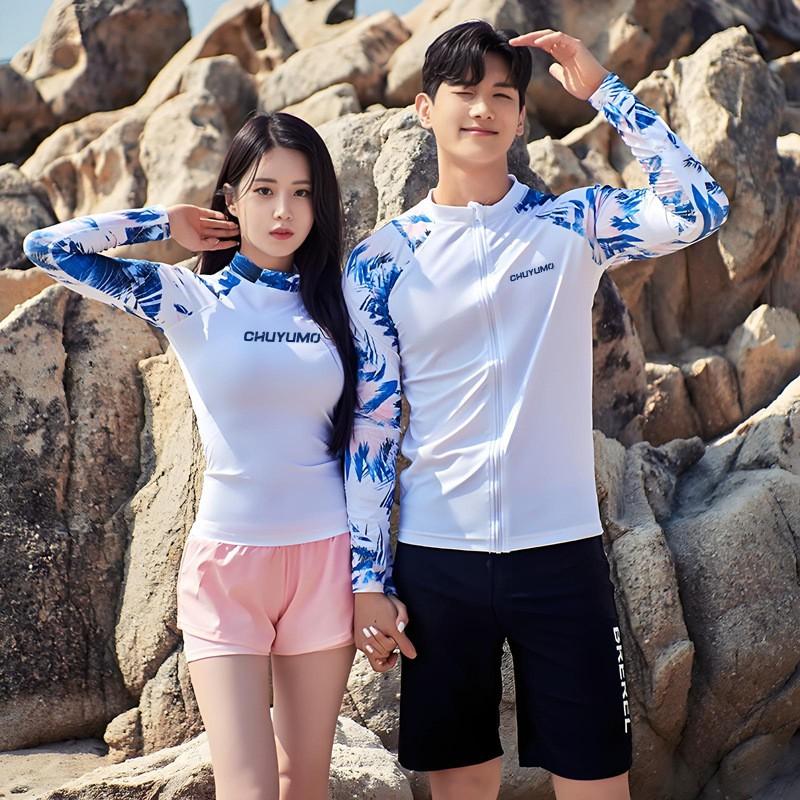 Unisex Quick-Dry Rash Guard Set Snorkeling Surfing Swimming UV Protection Long Sleeve Separated Swimwear