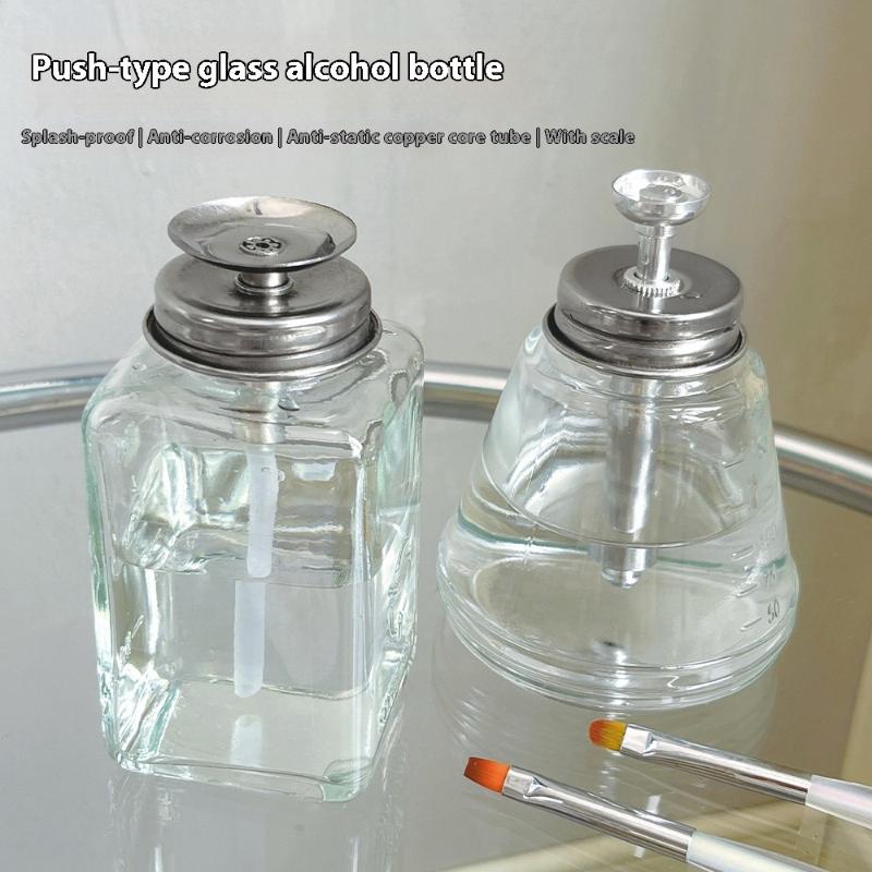 Nail Storage Refillable Glass Bottles Empty Liquid Press Pump Dispenser Nail Art Polish Remover Cleaner Makeup Manicure Tools