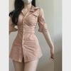 Yuqi Yujie Slim Fit Pleated Shirt Dress - Women's Niche Design, Sexy Long Waist Dress