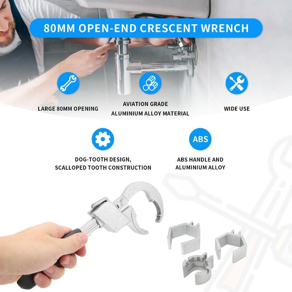 Universal Adjustable Adjustable Wrench 80mm Size Plumbing Wrench Pipe Wrench Tight Spaces