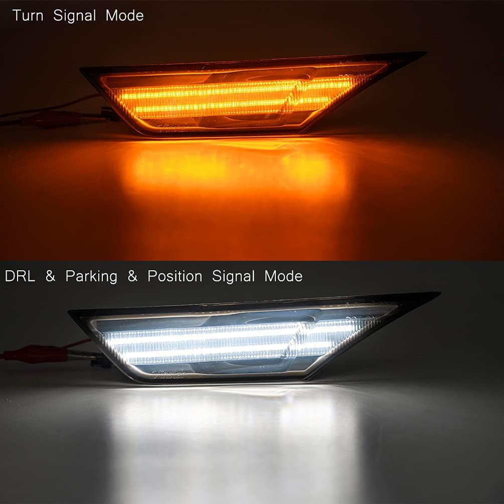 Civic LED Side Marker Lights For 2016- Honda Civic Sedan Coupe Hatchback Smoked Lens Sidemarker Amber LED Turn Signal/White LED