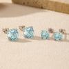Sparkling 925 Sterling Silver Delicate Rose Cut Simulated Aquamarine Trendy Stud Earrings For Women Wedding Jewelry