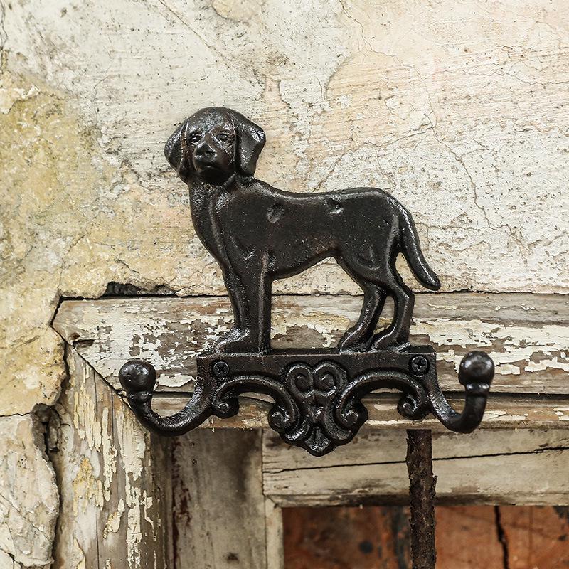 Porte-manteau mural nordique vintage en fer forgé chaton et chiot pour décoration maison et jardin