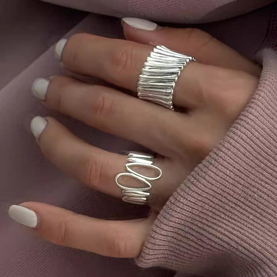 Elegant Geometric Design Adjustable Open-circle Copper Ring For Women Stylish Casual Wear