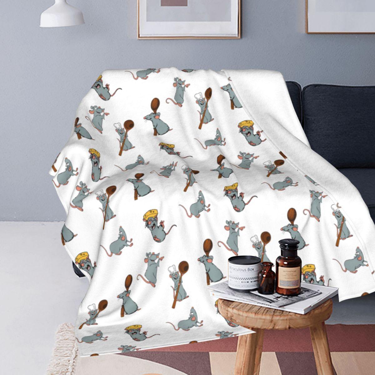 Helenal Unisex Remy Ratatouille Pack Blanket Soft Warm Flannel Throw Blanket Bedspread For Bed Living Room Picnic Travel Home Sofa