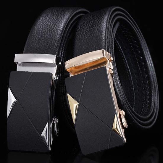 Men Autumatic Belt Business Formal Belt Smooth Faux Leather Alloy Buckle Anti-break Great Durability Anti-slip Men Meeting Commute Suit Pants Belt