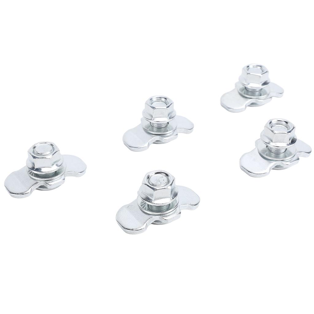 5pcs L Track Double Lug Threaded Stud Nut Fitting M10x20mm for Truck Bed Trailer Cargo Control Pickup RV ATV Silver