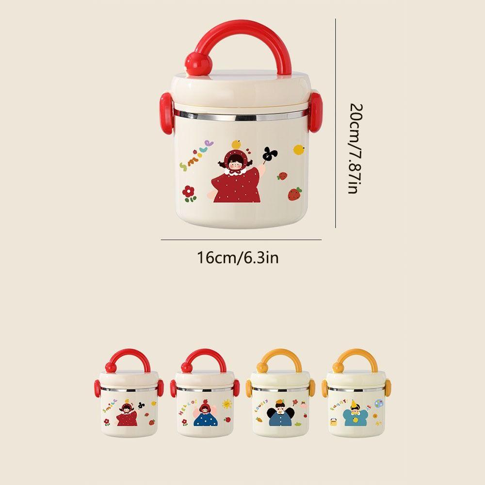 Sealed Thermos Bucket Large Capacity Thermal Lunch Container Cartoon Insulated Lunch Box Picnic