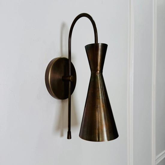 35.56 Cm Italian Brass Wall Sconce Mid Century Modern Bedside Light
