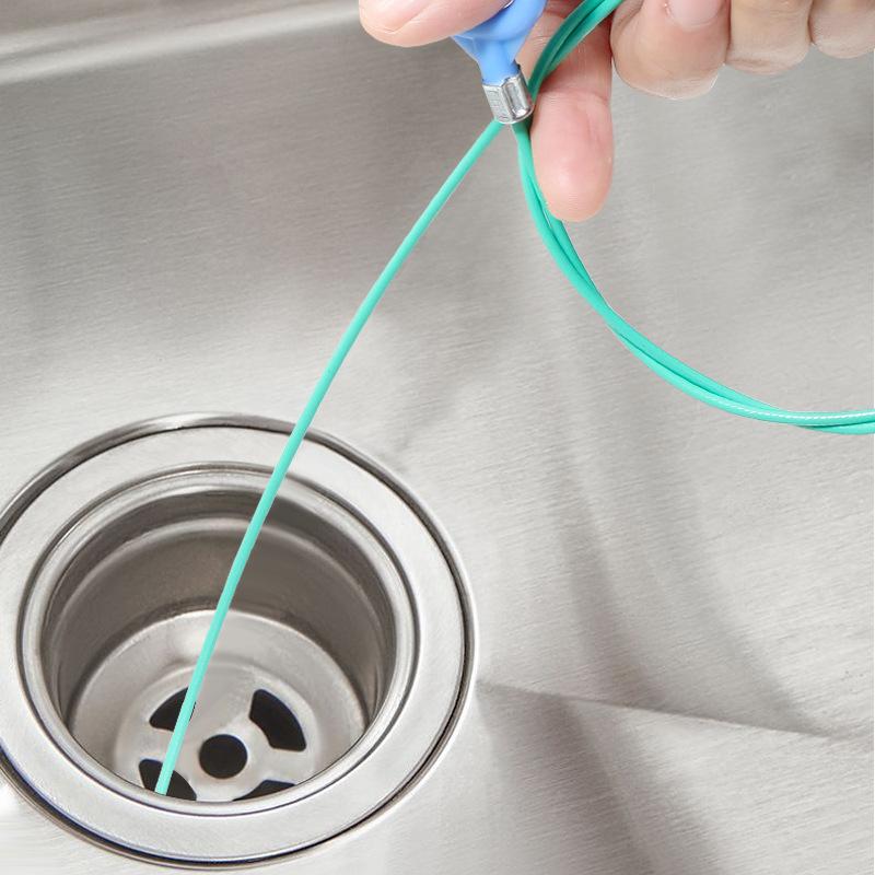 Drain Cleaner Spiral Hook Sticks Pack of 4,90 cm Anti-Break Steel with Nylon Coating,Drain Cleaner and Hair Catcher for Bathtub,Sewers