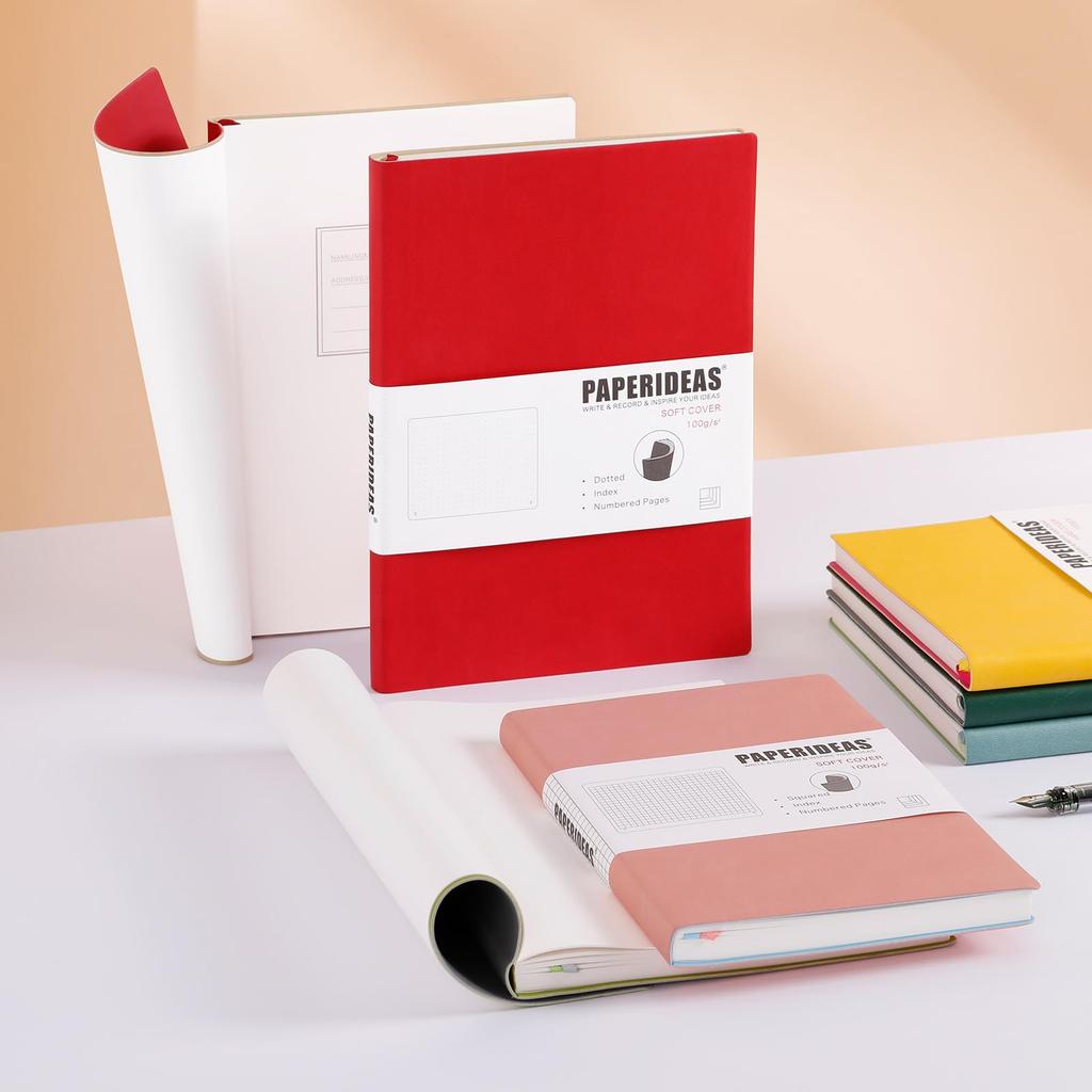 PAPERIDEAS Soft Cover Notebook, B5, (Grid, Red)