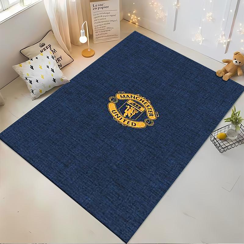 "Blue Carpet with Manchester United Logo Design for Living Room Decor" Suitable for use as an anti-slip for living room bedroom sofas