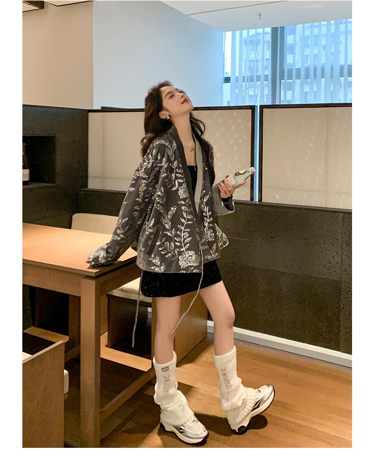 Japanese-Chinese Fusion Sparkling Printed Jacket - Autumn Luxury Long-Sleeved Trend