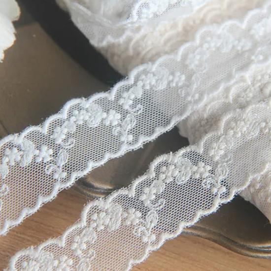 4meters/lot 2.5cm White/beige Cotton Mesh Lace Trim Flower Embroidered Lace Accessories DIY Decorative Fabric