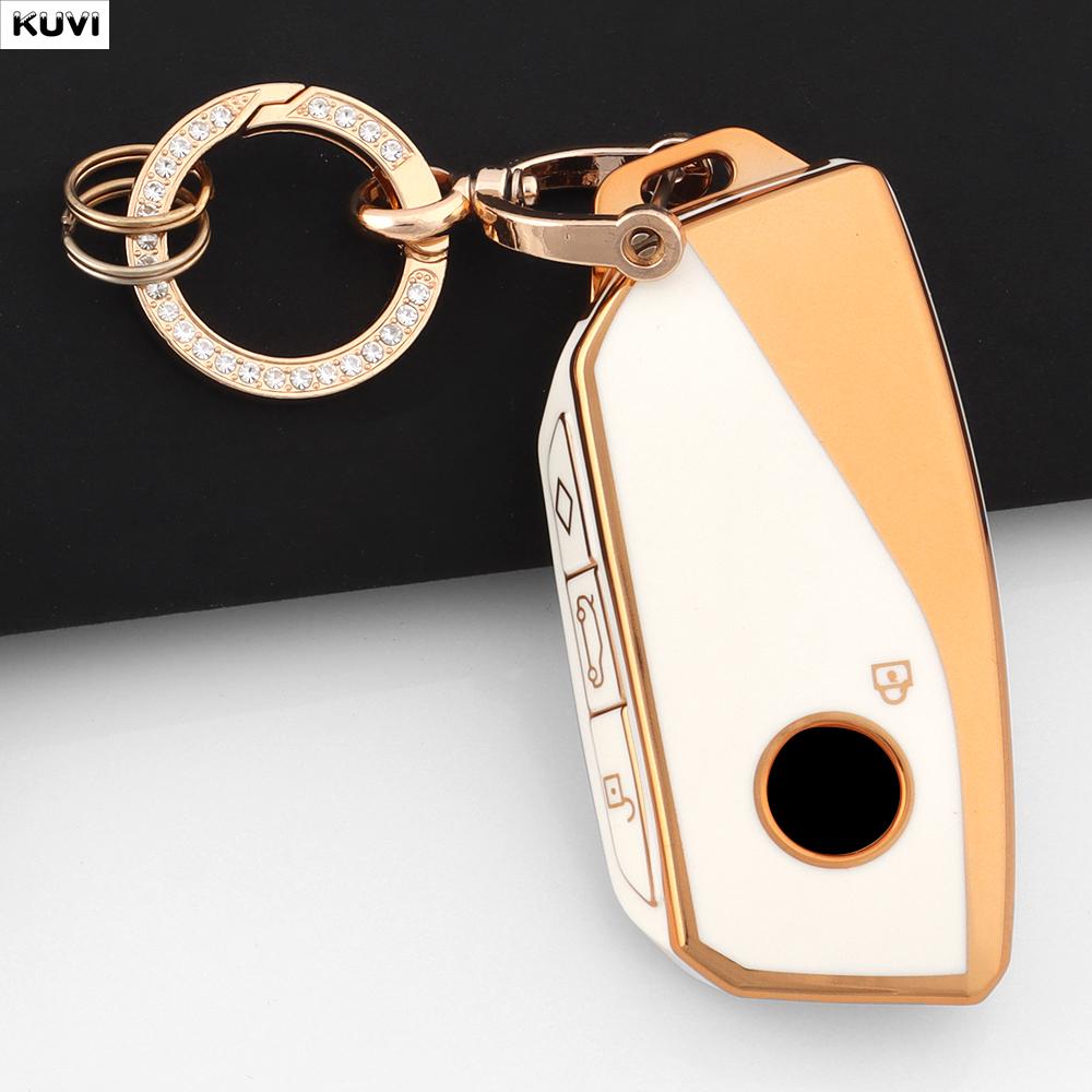 TPU Golden Key Case Cover Holder Fob Keychain For BMW G07 X7 LCI U11 X1 G70 7 Series G09 XM F98 X4M LCI G18 X5 G81 M3 I20 IX