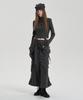 Jenyujeu Layered Belt Zipper Long Skirt - Charcoal
