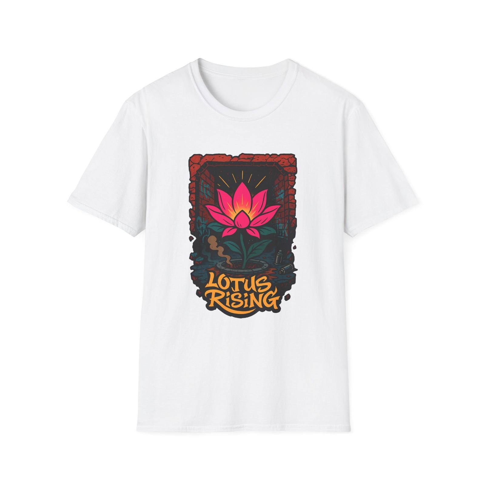 Unisex Softstyle T-Shirt Mens Womens Tees Top Neon Lotus Graffiti Street Art Urban Spiritual Symbol S