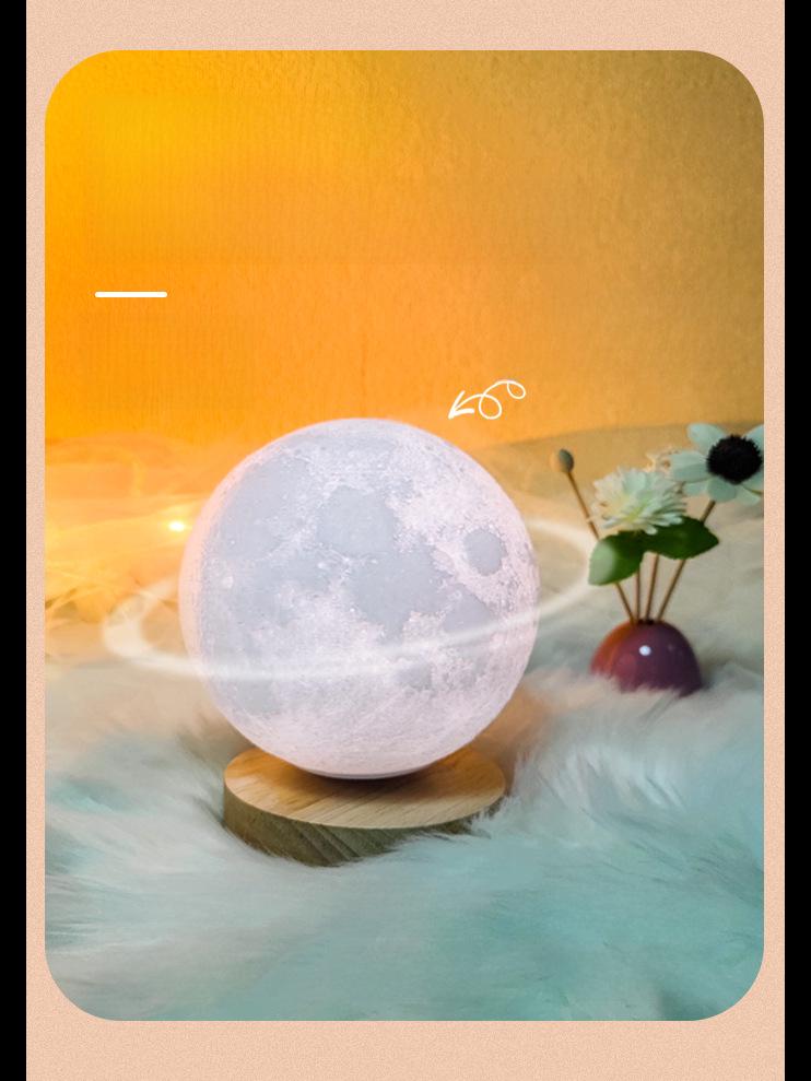 2025 Intelligent Voice Rotating Moon and Planet Bedside Lamp