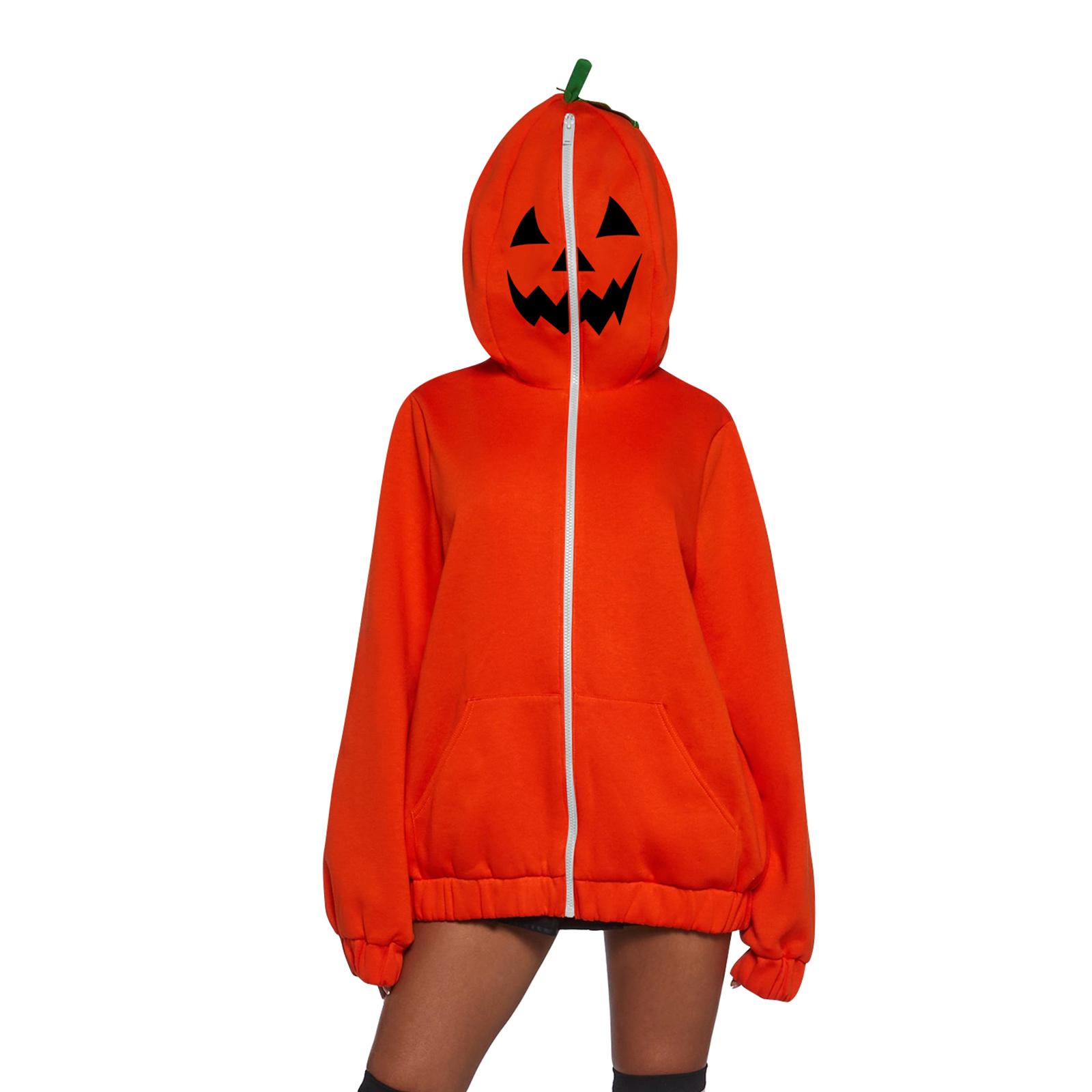 Women s Long Sleeve Halloween Pumpkin Print Sweatshirt for Casual Fall Wear XL