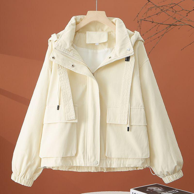 Damen Koreanischer Stil Locker Kapuzen Baseballjacke für Frühling und Herbst 2025